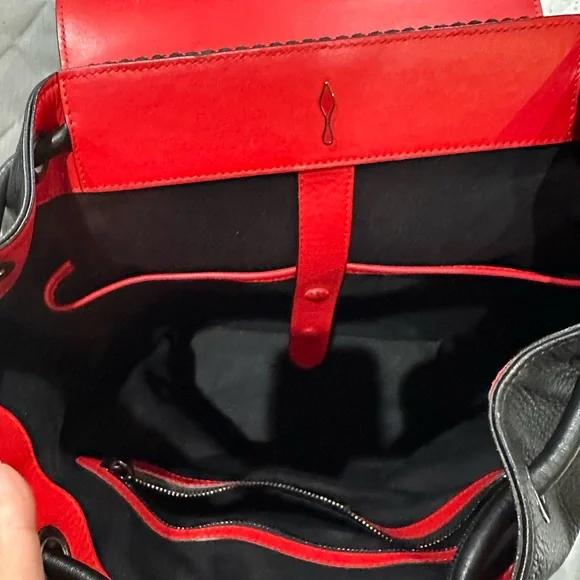 Christian Louboutin Black Studded Backpack with Red Accents - Picture 8 of 13